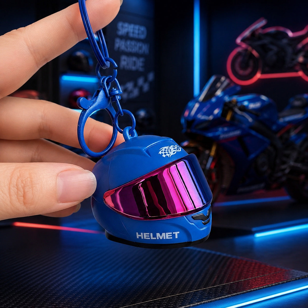 Mini Motorcycle Helmet Keychain – Biker Gift & Everyday Accessory