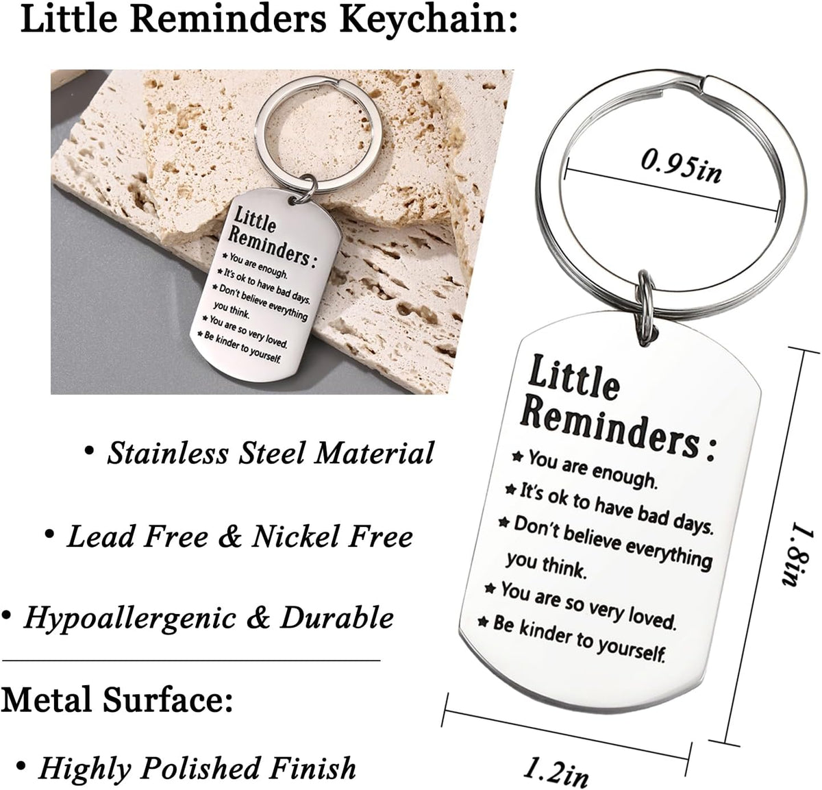 You Are Enough Inspirational Keychain – A Little Daily Reminder