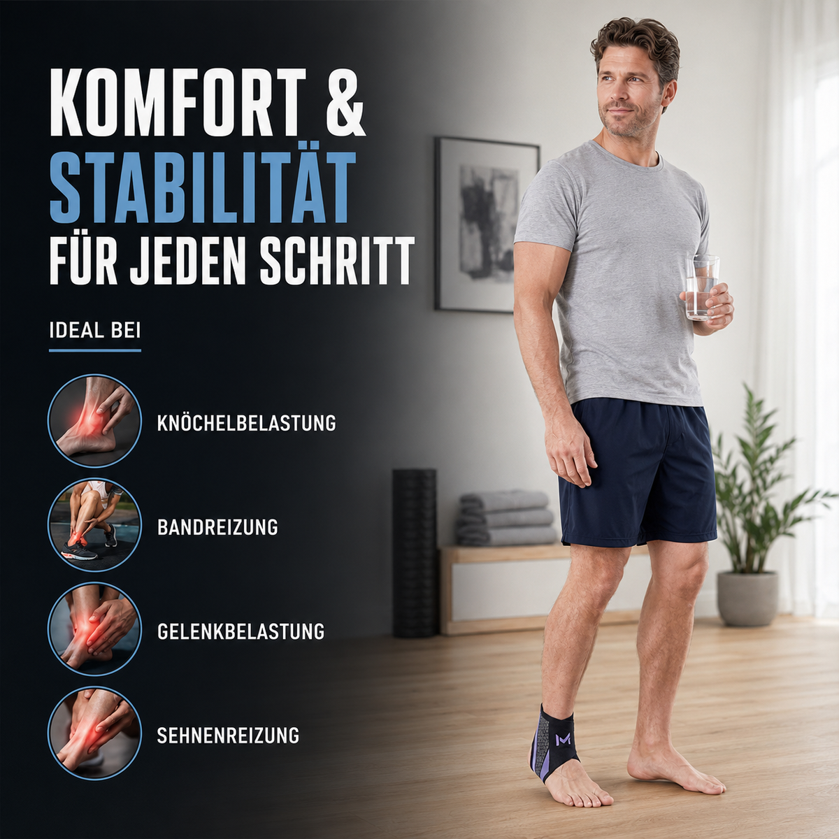 Adjustable Ankle Brace for Sports and Recovery – Flexible Support with Compression | Sansoti