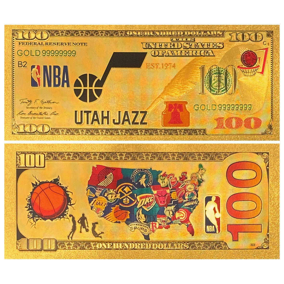 NBA Team Gold-Tone Commemorative Banknote – Basketball Fan Collectible