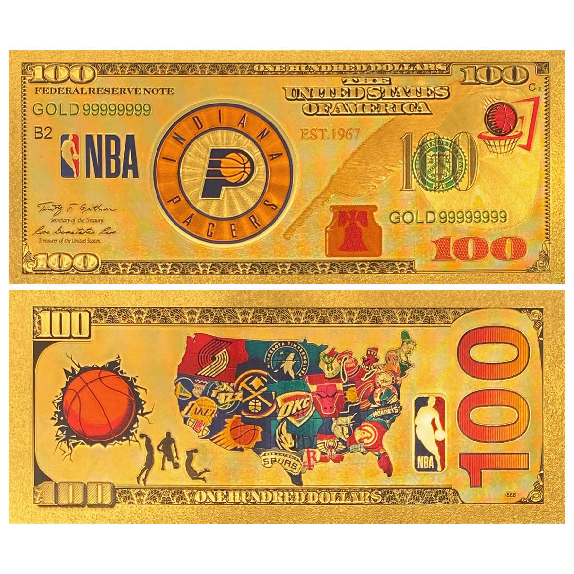 NBA Team Gold-Tone Commemorative Banknote – Basketball Fan Collectible