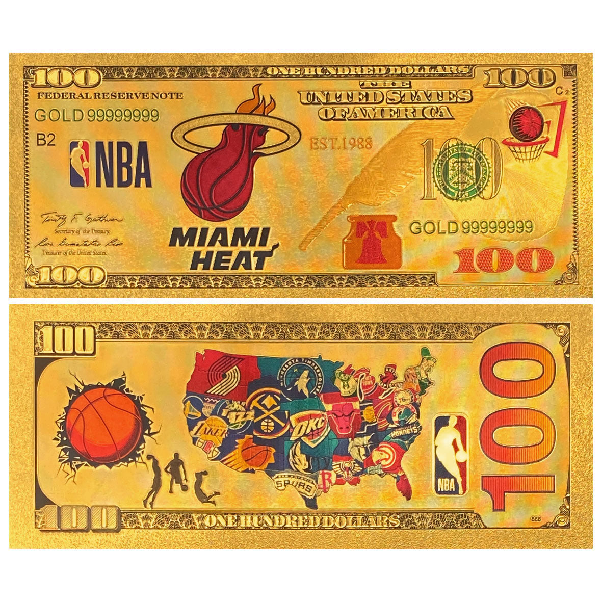 NBA Team Gold-Tone Commemorative Banknote – Basketball Fan Collectible