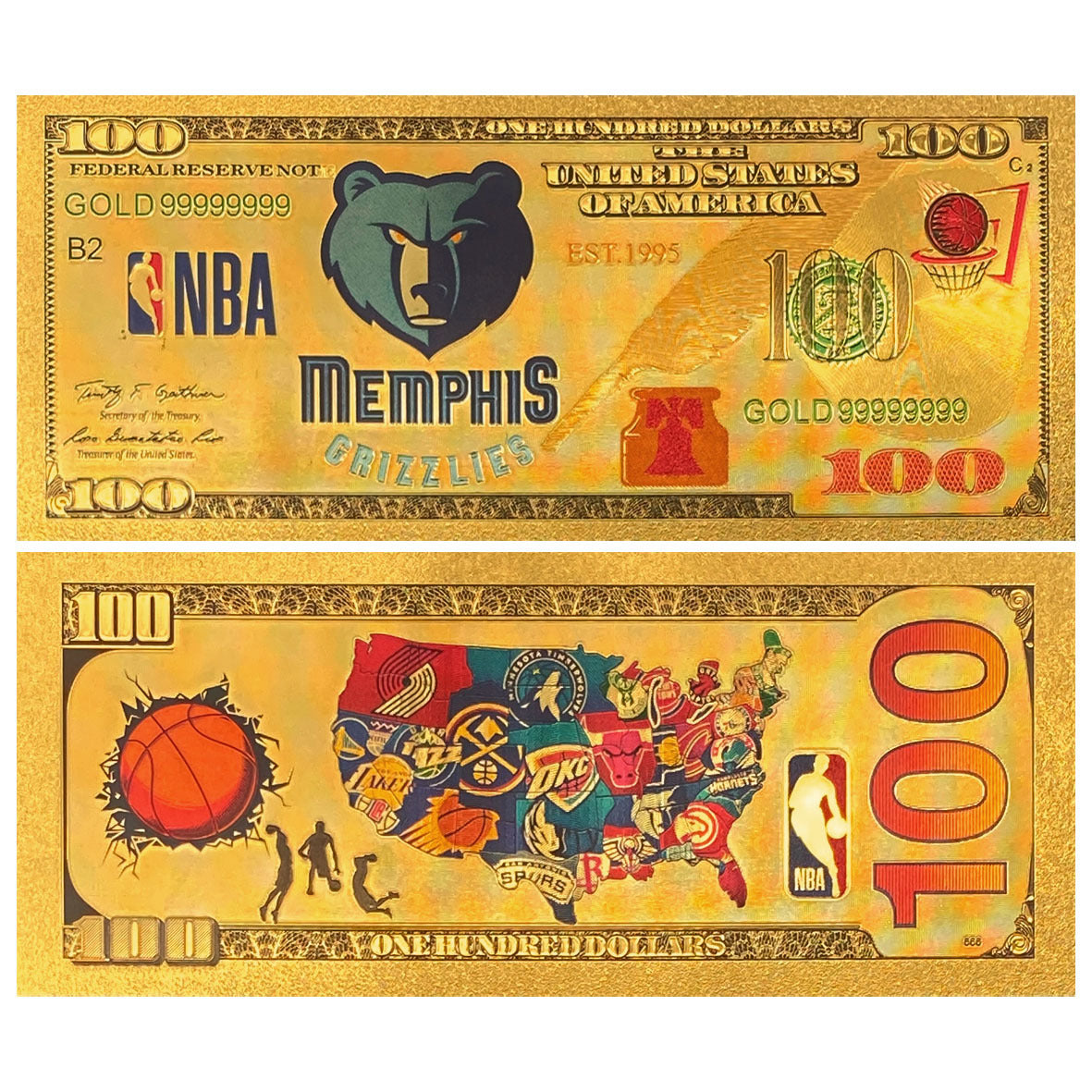 NBA Team Gold-Tone Commemorative Banknote – Basketball Fan Collectible