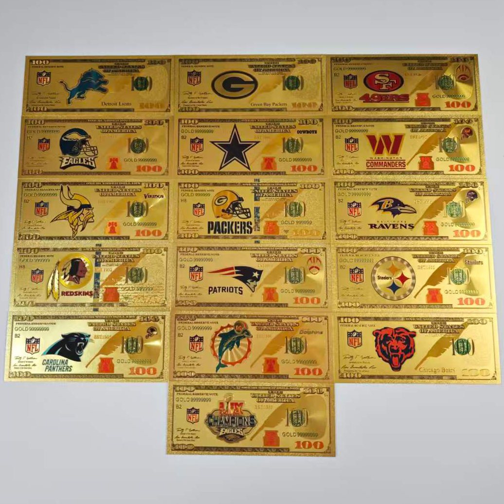 Gold-Plated Football Collectible Banknote – American Sports Fan Gift
