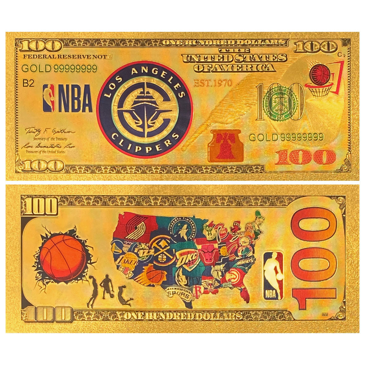 NBA Team Gold-Tone Commemorative Banknote – Basketball Fan Collectible