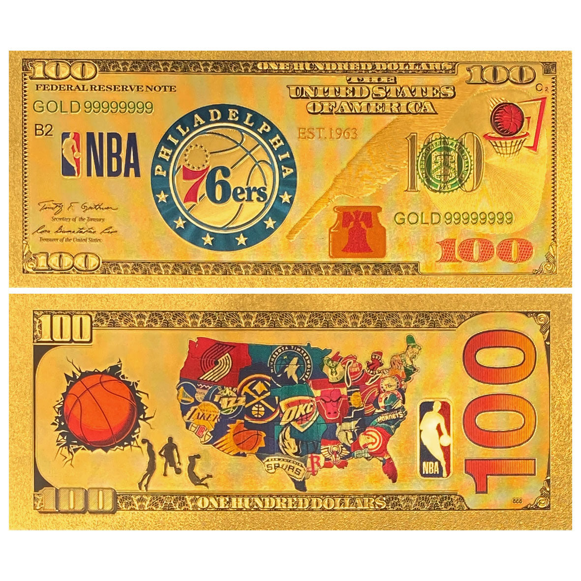 NBA Team Gold-Tone Commemorative Banknote – Basketball Fan Collectible