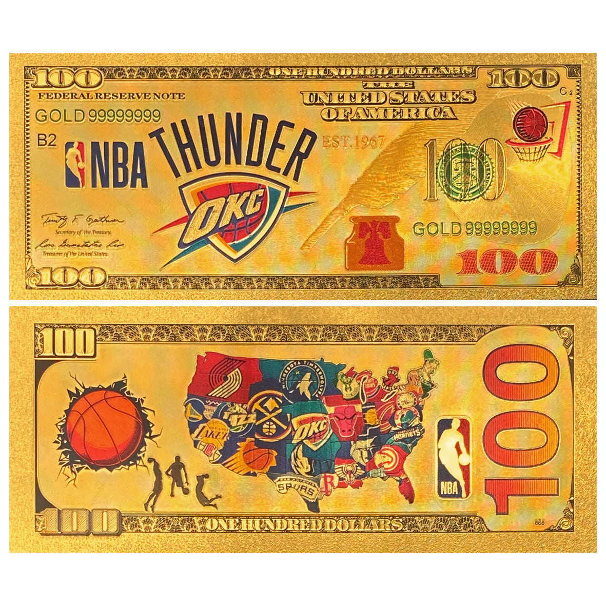 NBA Team Gold-Tone Commemorative Banknote – Basketball Fan Collectible