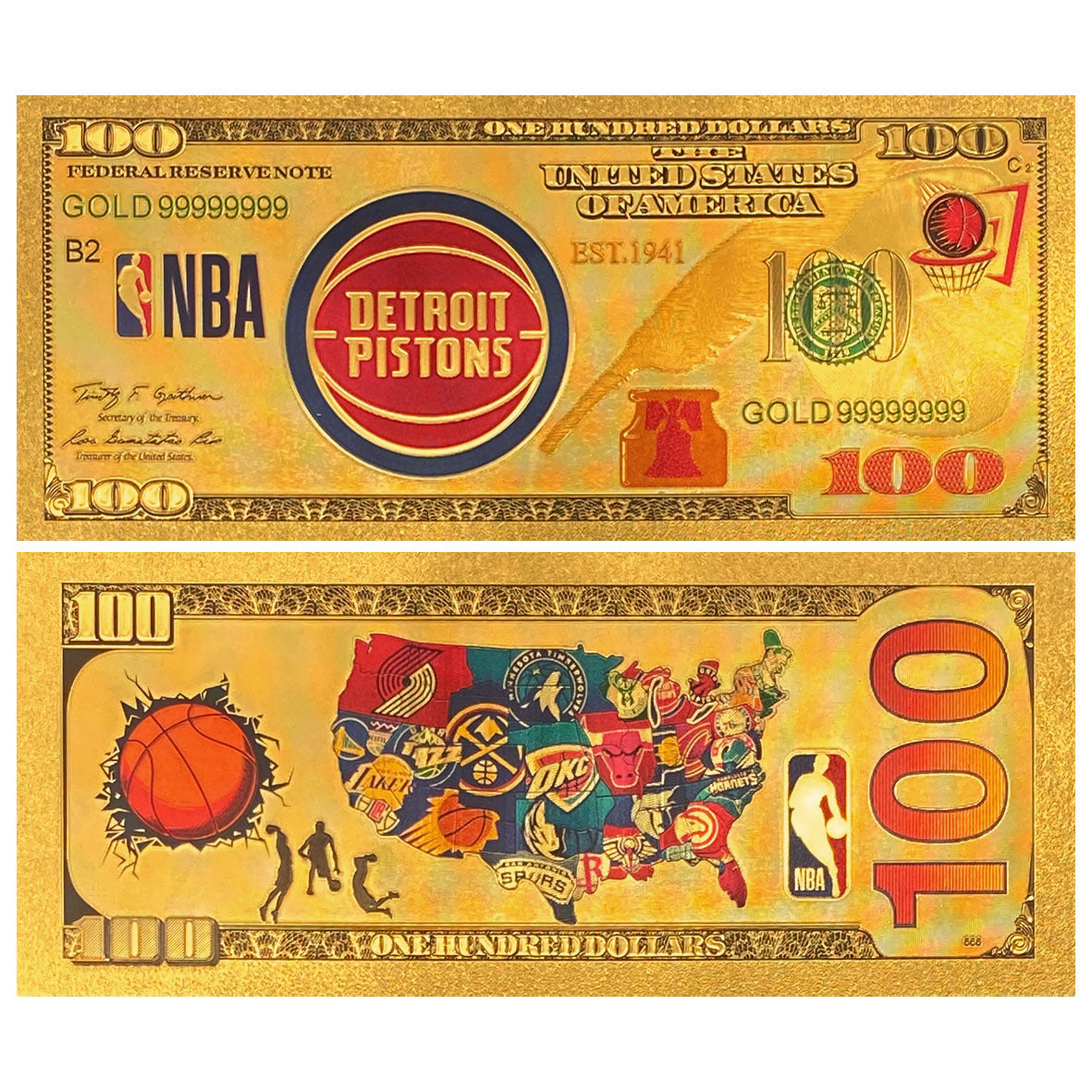 NBA Team Gold-Tone Commemorative Banknote – Basketball Fan Collectible