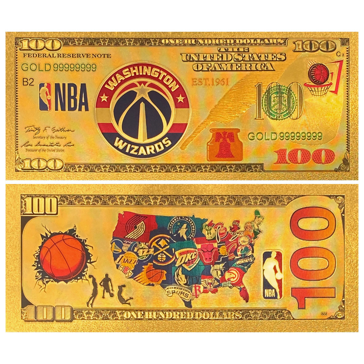 NBA Team Gold-Tone Commemorative Banknote – Basketball Fan Collectible