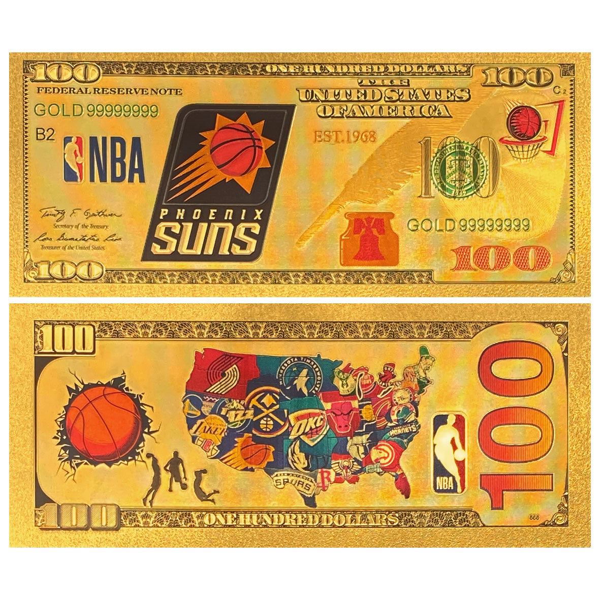 NBA Team Gold-Tone Commemorative Banknote – Basketball Fan Collectible