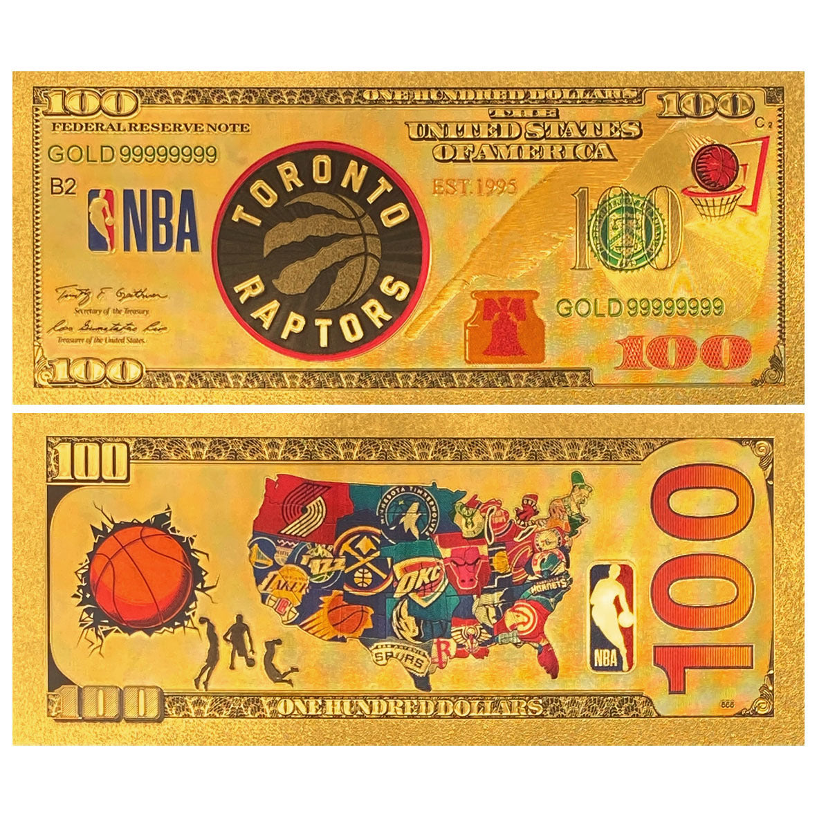 NBA Team Gold-Tone Commemorative Banknote – Basketball Fan Collectible