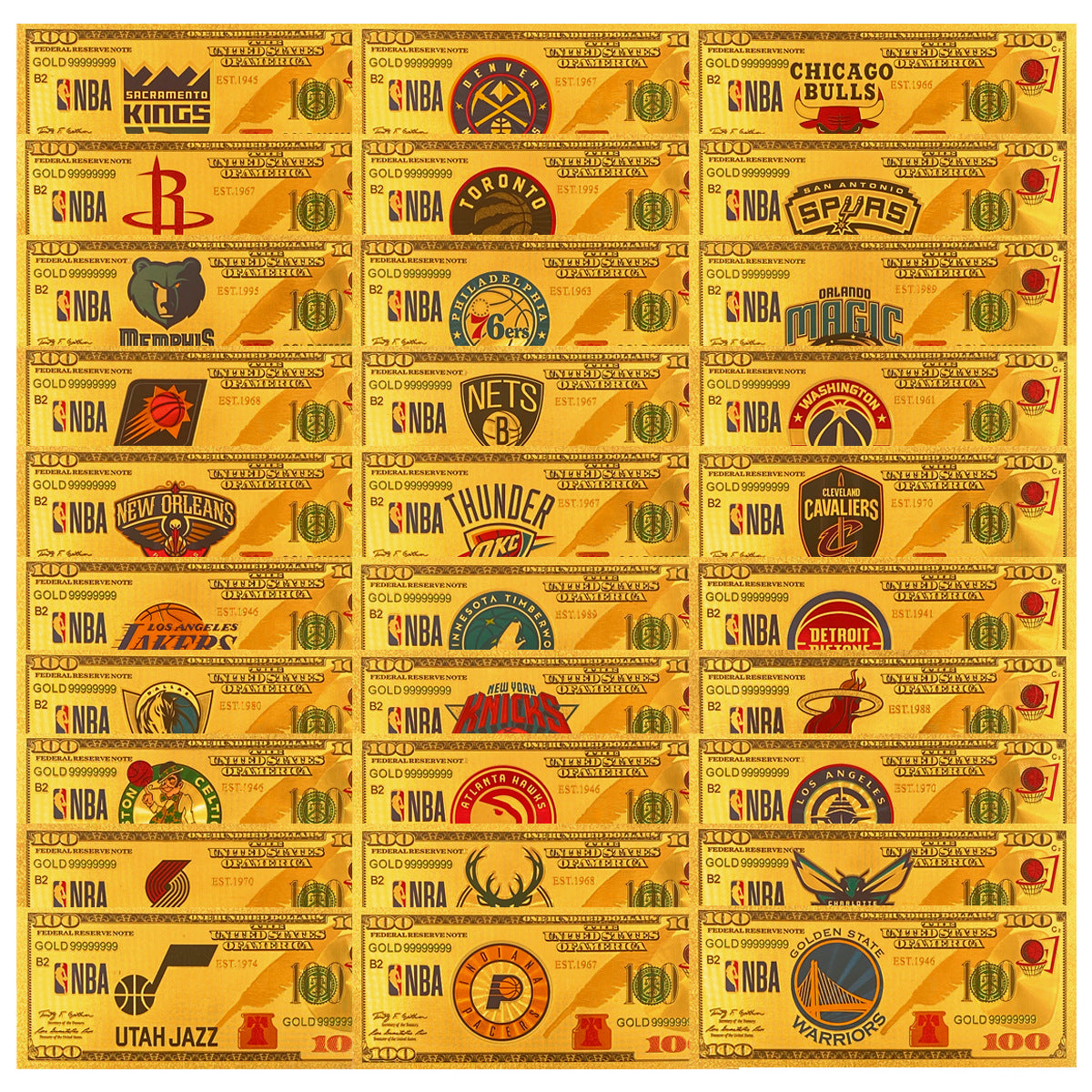 NBA Team Gold-Tone Commemorative Banknote – Basketball Fan Collectible