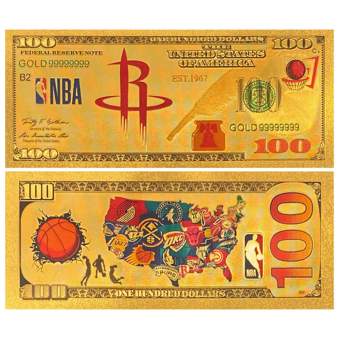 NBA Team Gold-Tone Commemorative Banknote – Basketball Fan Collectible