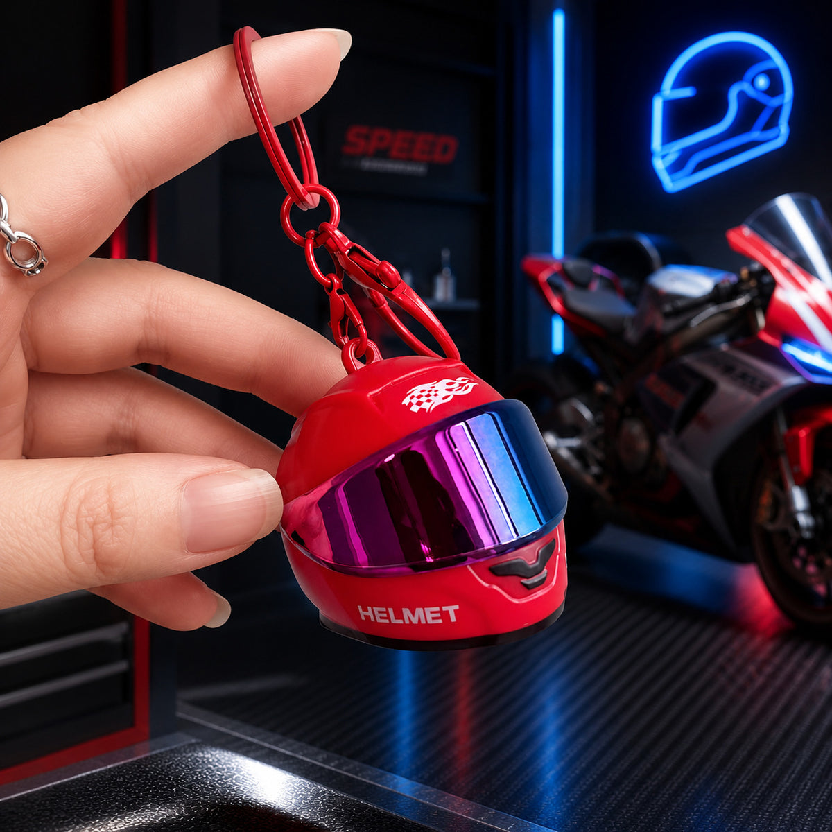 Mini Motorcycle Helmet Keychain – Biker Gift & Everyday Accessory