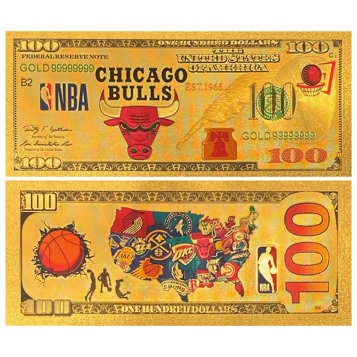 NBA Team Gold-Tone Commemorative Banknote – Basketball Fan Collectible
