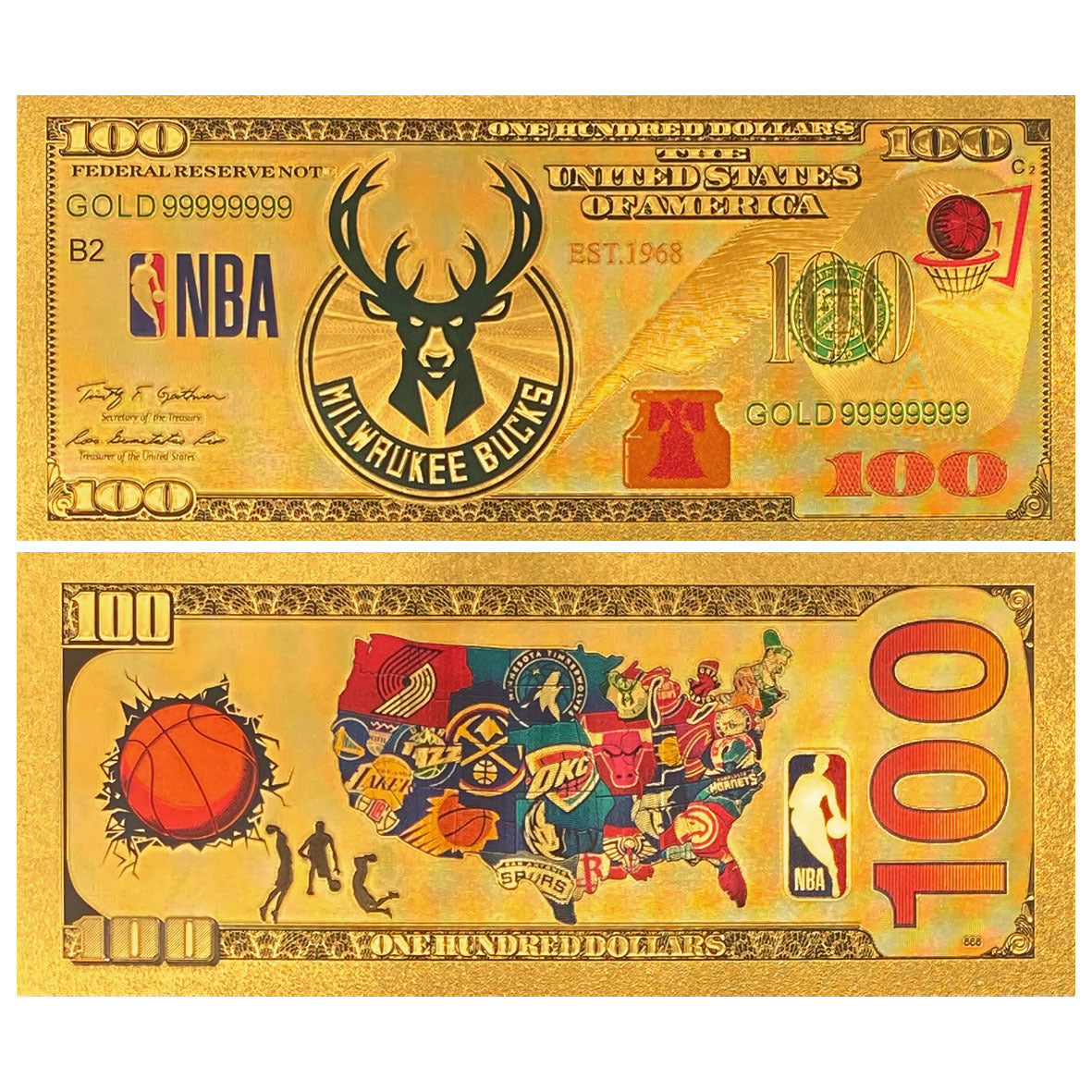 NBA Team Gold-Tone Commemorative Banknote – Basketball Fan Collectible