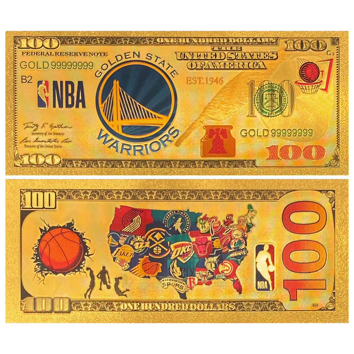 NBA Team Gold-Tone Commemorative Banknote – Basketball Fan Collectible
