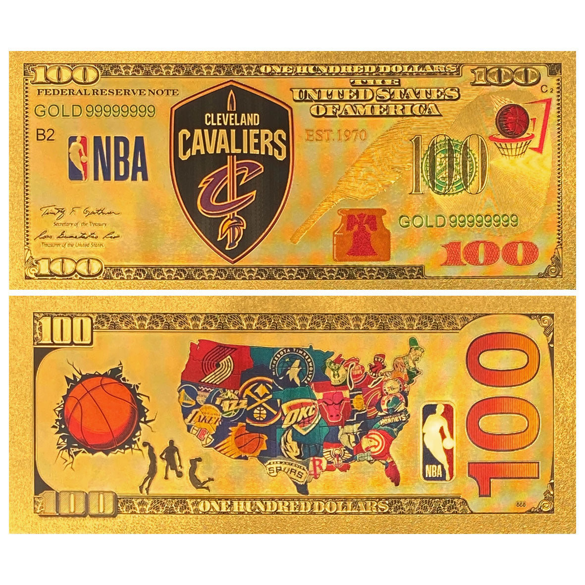 NBA Team Gold-Tone Commemorative Banknote – Basketball Fan Collectible