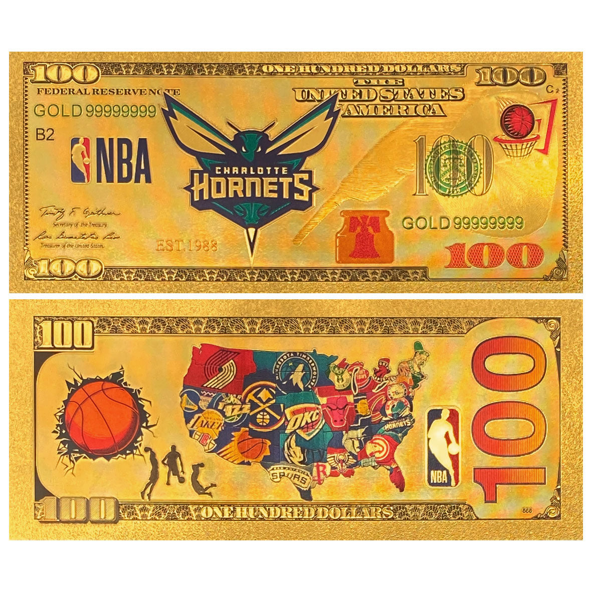 NBA Team Gold-Tone Commemorative Banknote – Basketball Fan Collectible
