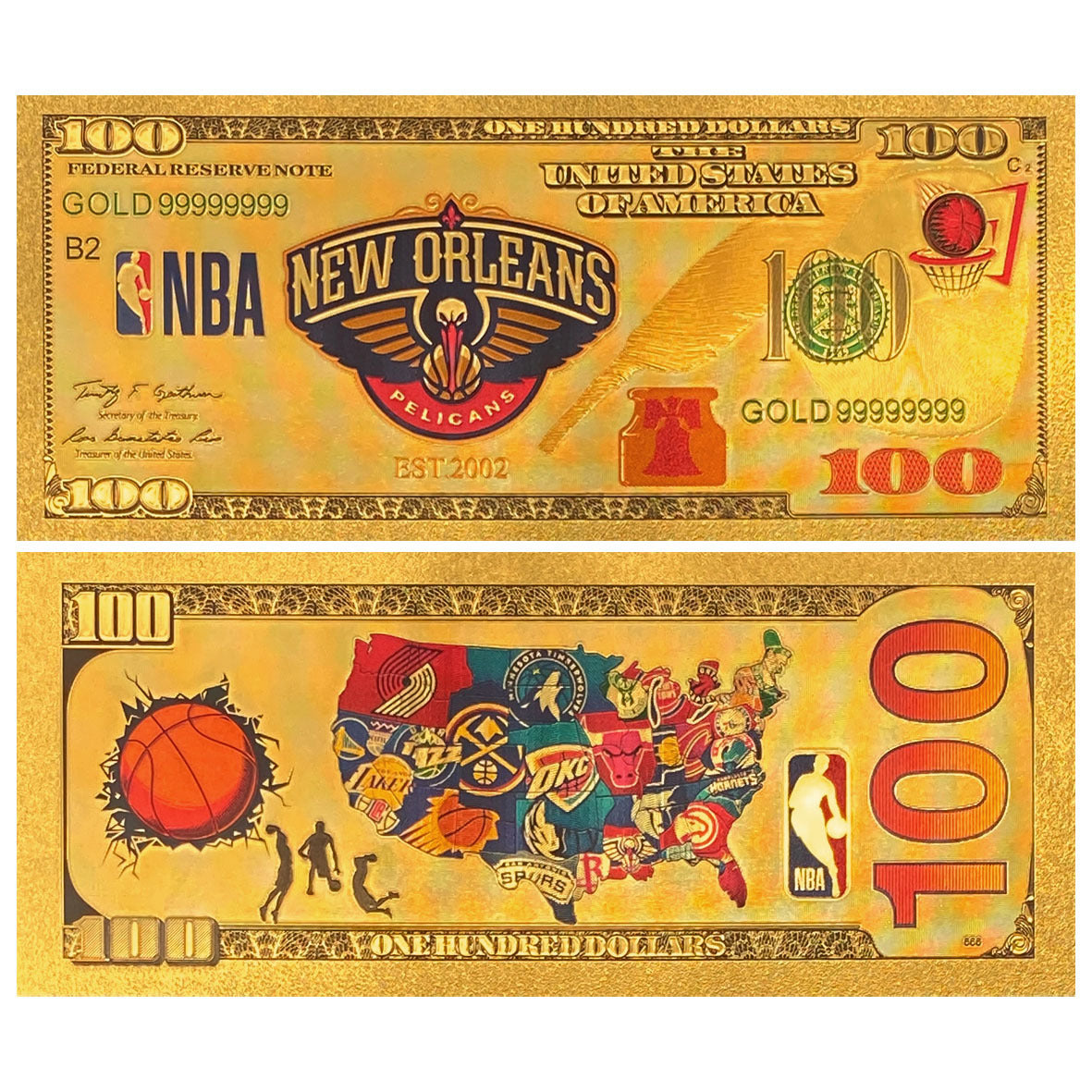 NBA Team Gold-Tone Commemorative Banknote – Basketball Fan Collectible