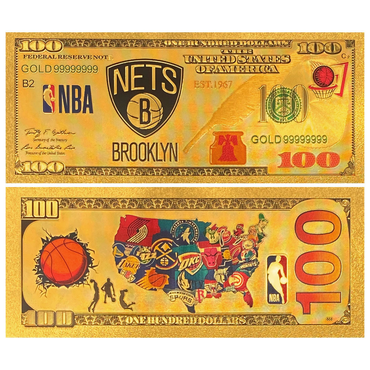 NBA Team Gold-Tone Commemorative Banknote – Basketball Fan Collectible