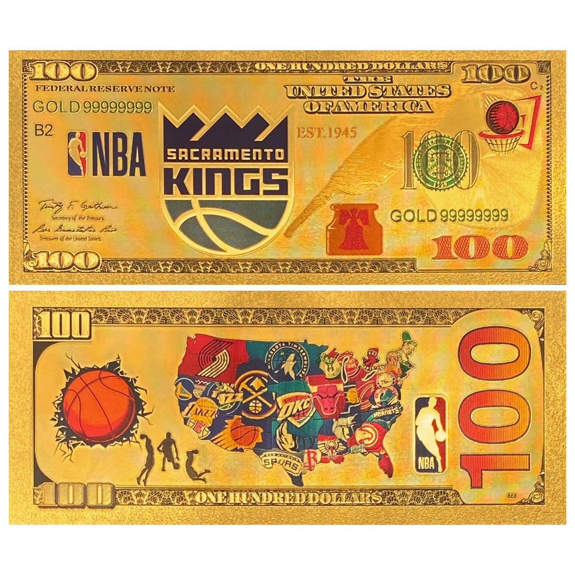 NBA Team Gold-Tone Commemorative Banknote – Basketball Fan Collectible