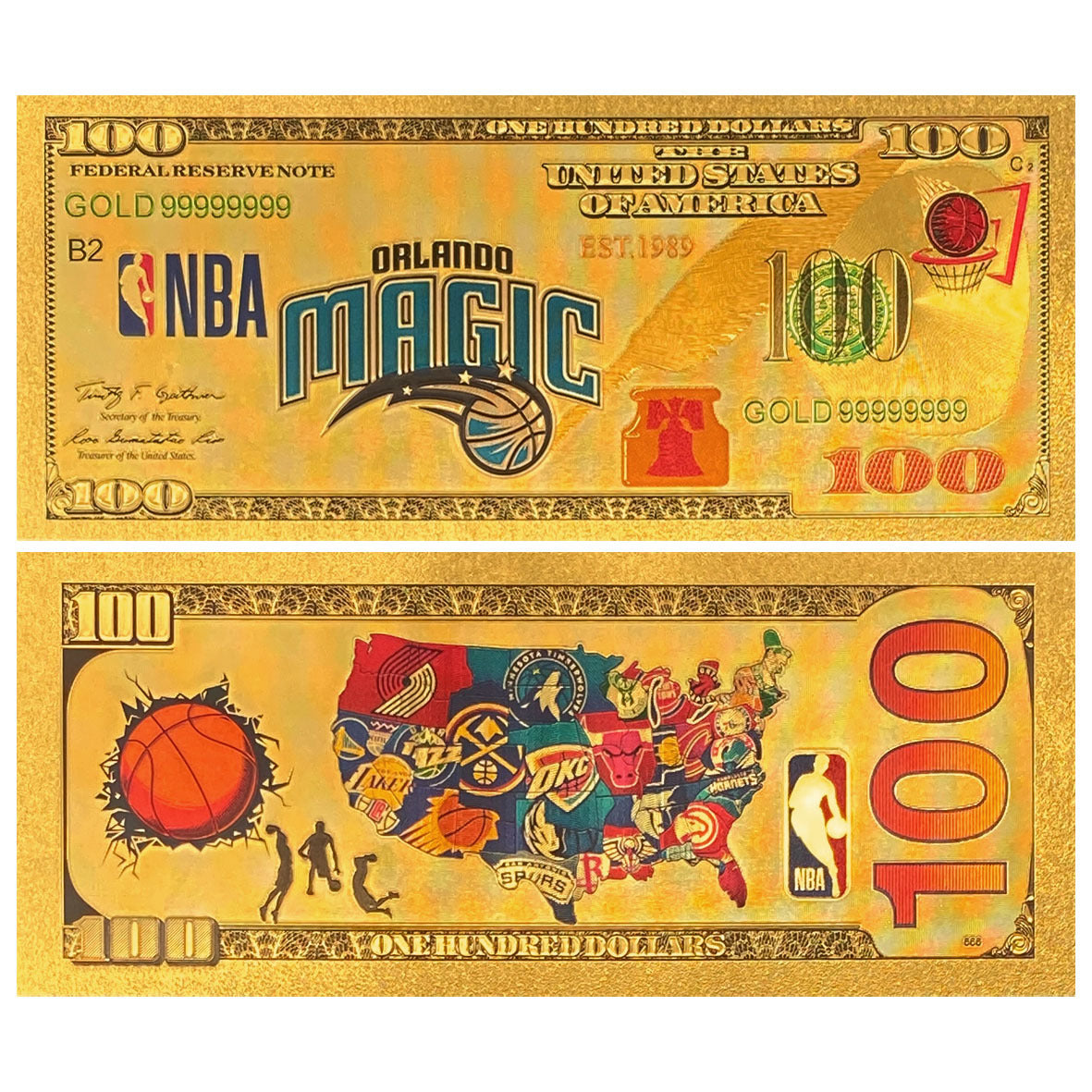 NBA Team Gold-Tone Commemorative Banknote – Basketball Fan Collectible