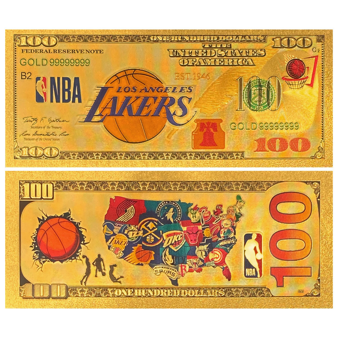 NBA Team Gold-Tone Commemorative Banknote – Basketball Fan Collectible